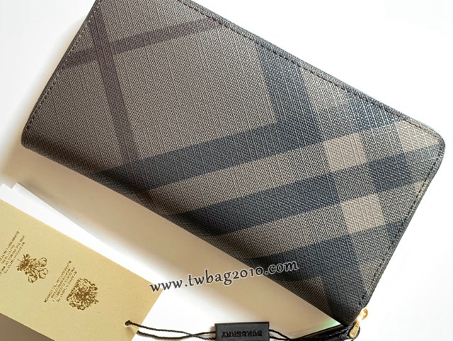 Burberry專門店新款煙熏格子男女長錢包 巴寶莉官方新配色小號拉鏈錢包 yxb1342